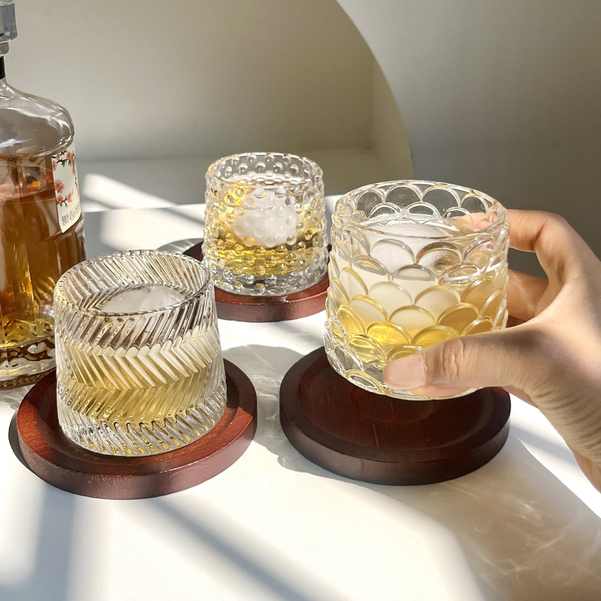Whiskey cup personalized water cup creative beer cup ins wind ice American coffee cup glass flat bottom wine cup