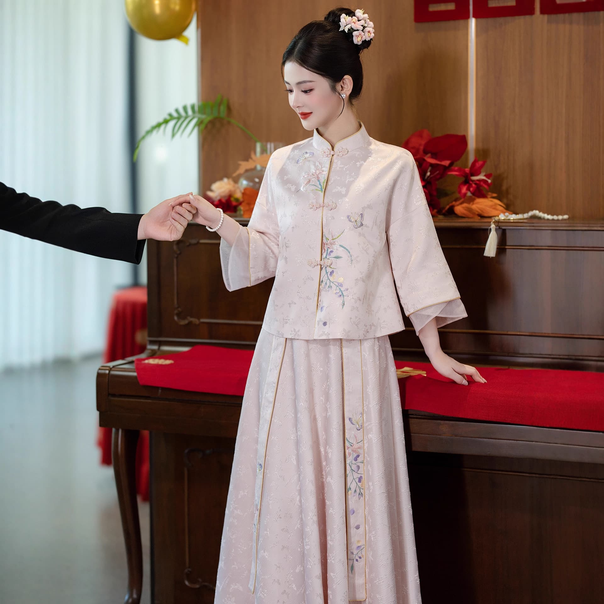 New Chinese-Style Wedding Toast Dress 2026 New Bride Wedding Ceremony Dress Set Pink National Style Plus Size Women