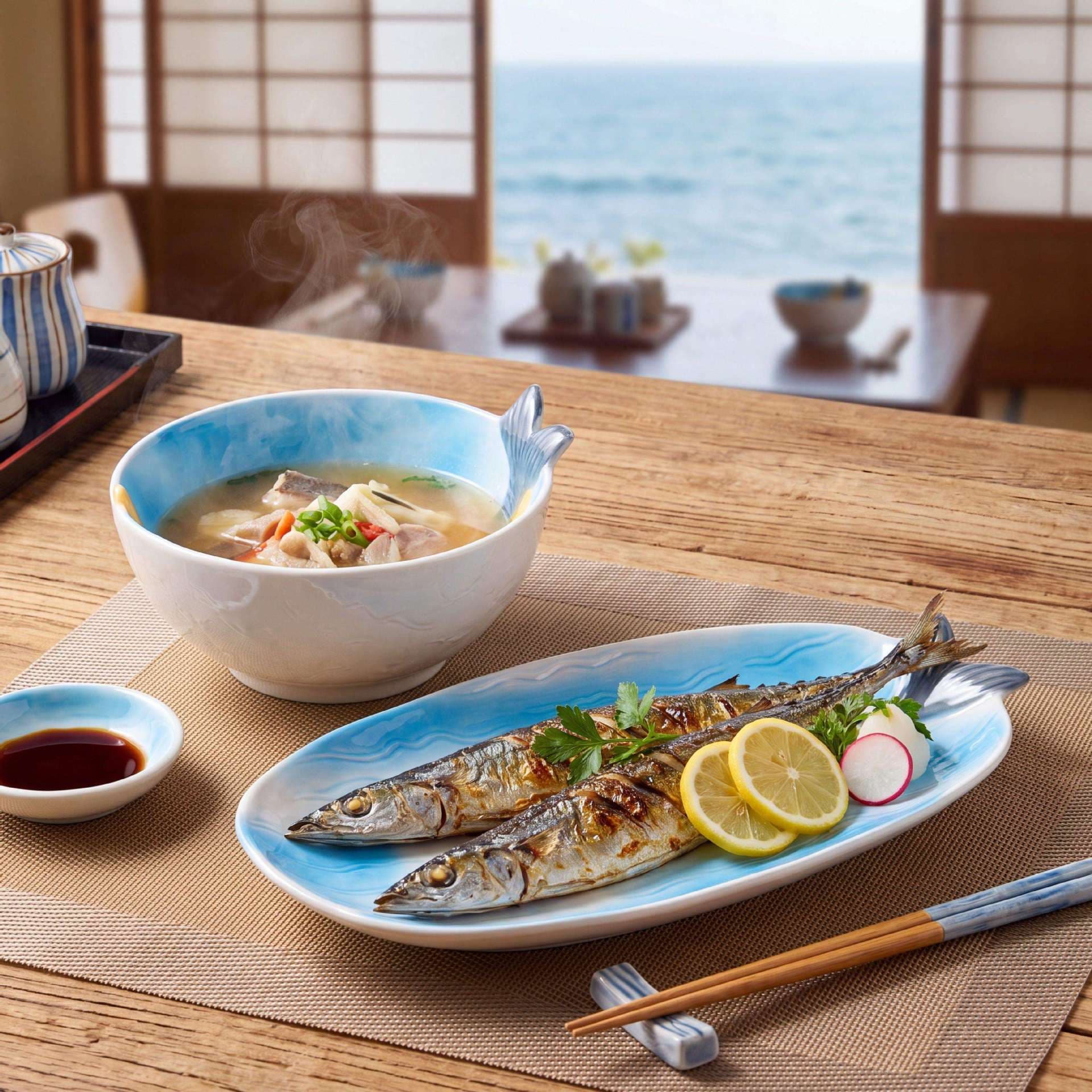 Underglaze color bowl and plate set, household Japanese-style beautiful ceramic rice bowl plate, high-looking one-person eating dishes and tableware