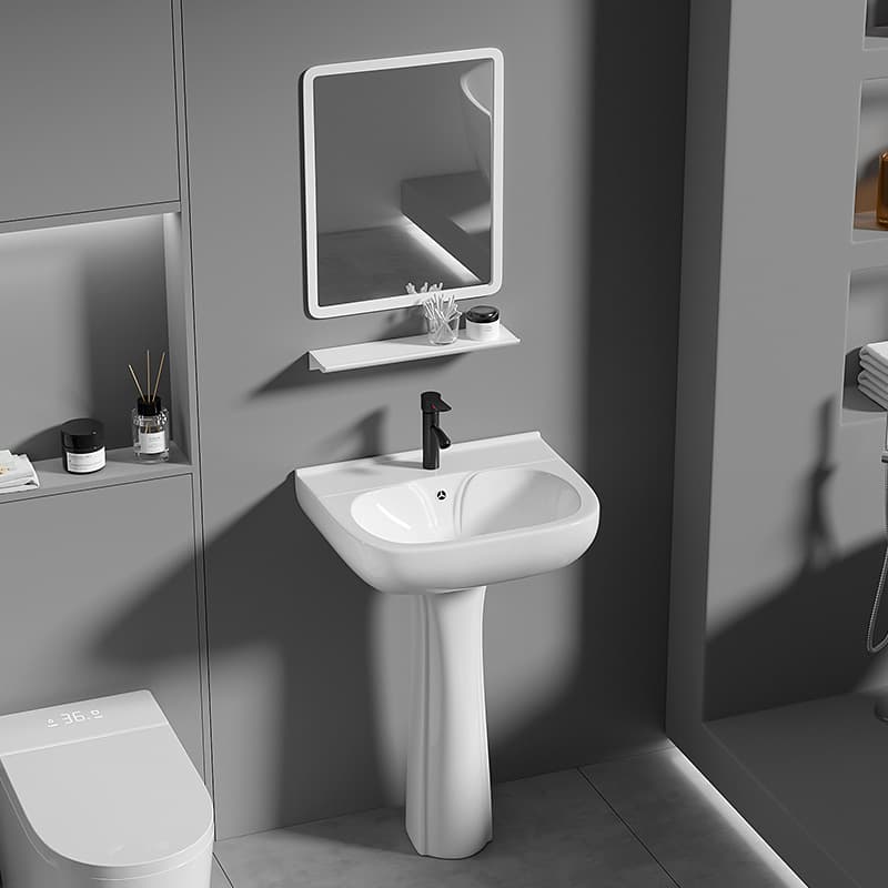 J^Pillar Washbasin, integrated pedestal basin, floor-standing washbasin, ceramic bathroom vanity basin, balcony/home.