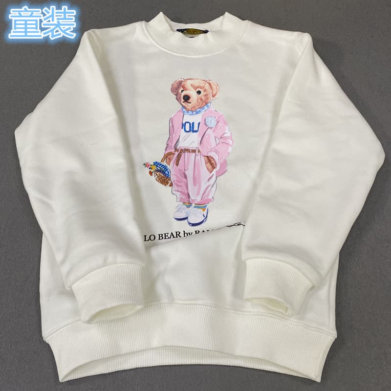Japanese-Korean RL New Pink Set Bear Kids Clothing Fleece-Lined Hoodie Printed Hoodie Boys Hoodie Girls Top