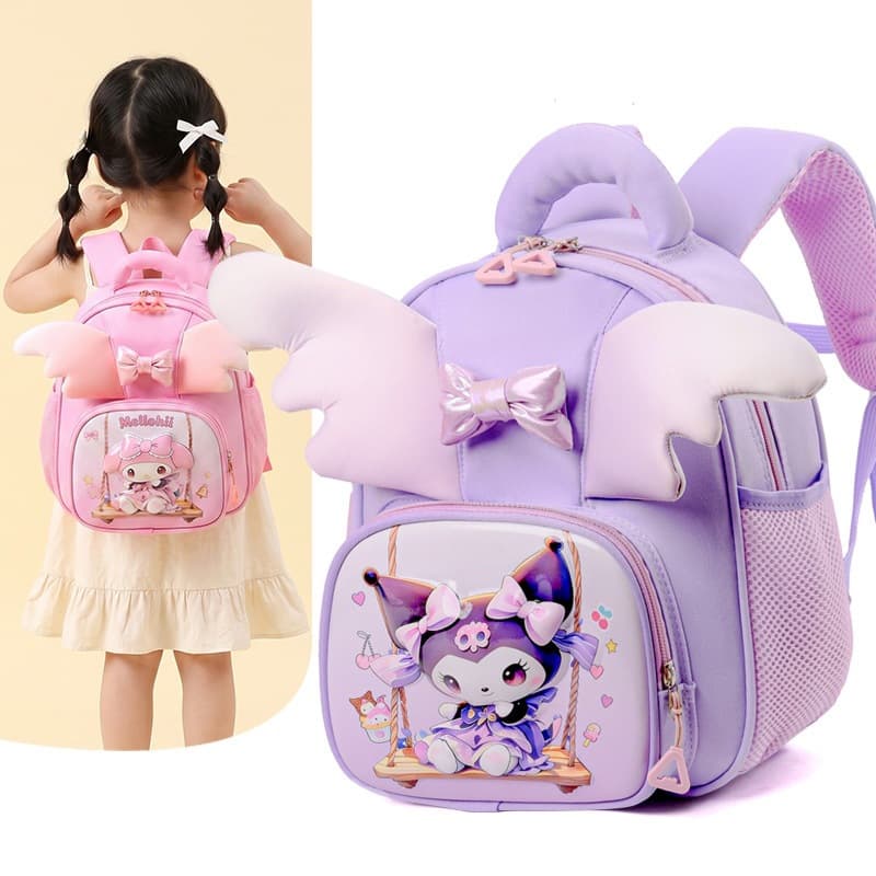 Cross-border Kindergarten Backpack Kids Bag Girls Kuromi Wings Shoulder Backpack My Melody 1-3 Years Old School Bag