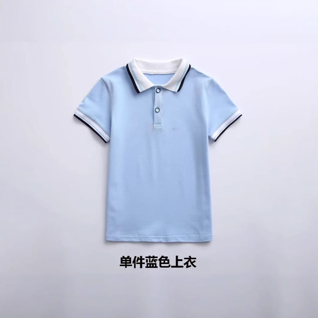 Campus Boys' Short Sleeve Summer School Uniform for Kindergarten and Primary School Students, Campus Style, College Style, Class Uniform, Lightweight Short Sleeve