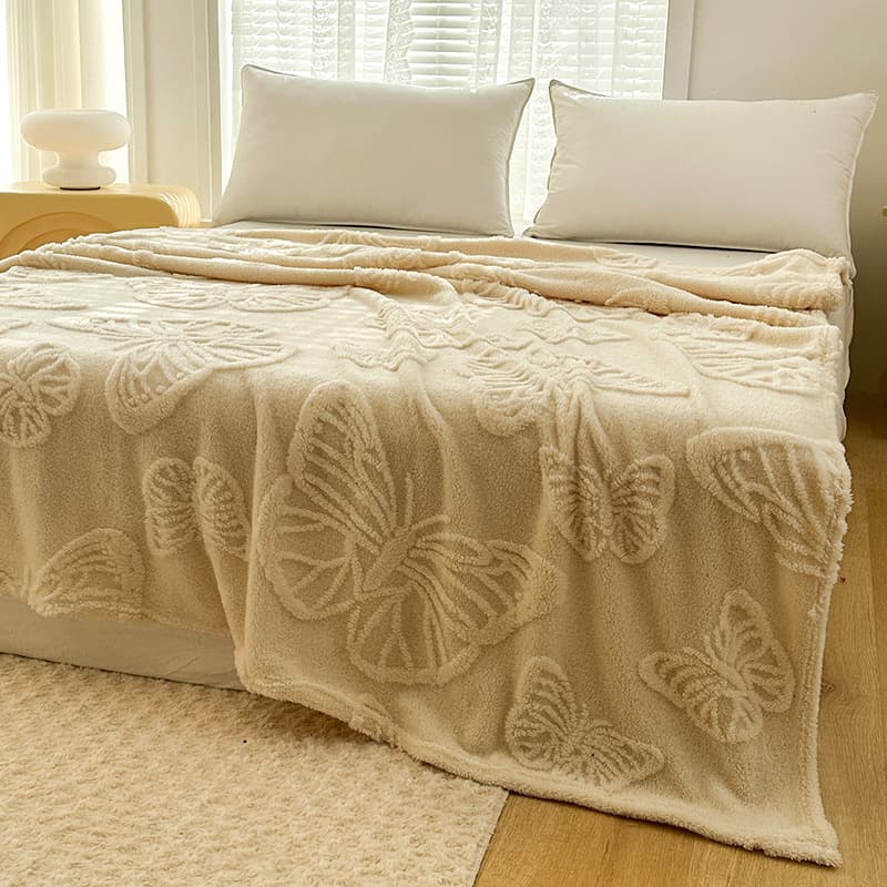 2026 New Tufa Fleece Solid Cut-Out Butterfly Blanket Milk Fleece Throw Blanket Cross-Border Export for AliExpress