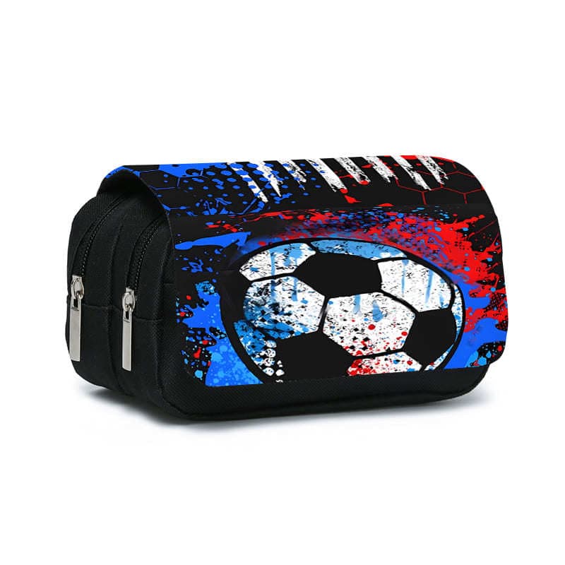 Soccer Double-Layer Large-Capacity Flip Pencil Case Student 3D Printed Pencil Box Stationery Case DIY Factory Wholesale