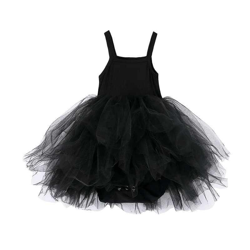 Korean Style Summer Baby Girls Toddler Sisters Solid Color Princess Tutu Dress Mesh Strap Dress