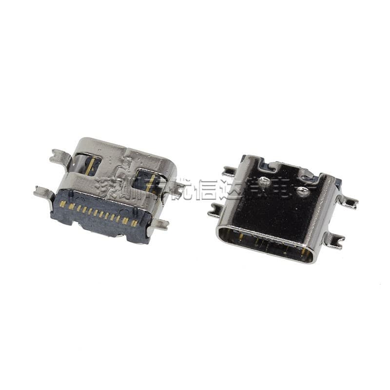 Type-C 16P Full Surface Mount USB 3.1 Female Socket with Pins; Data Interface; Full Surface Mount Four-Pin 3.1 Socket