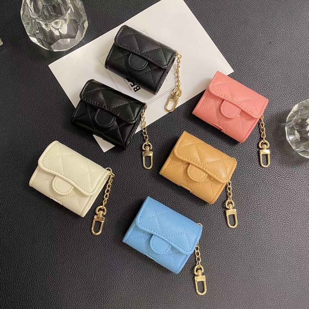 Compatible with Apple AirPods Pro Leather Case for Wireless 1st 2nd 3rd Gen Bluetooth, Soft Shell, Chic Style