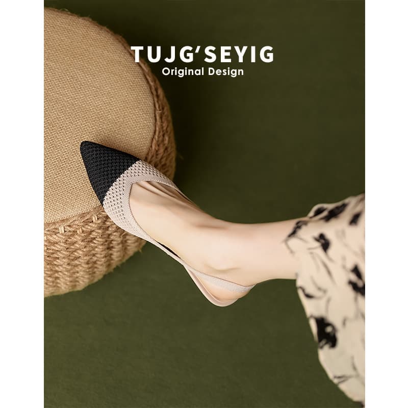 In Stock Japanese Princess Sandals 2026 New Pointed Toe Chunky Heel Chanel-Style Knitted Hollow Out High Heels for Women