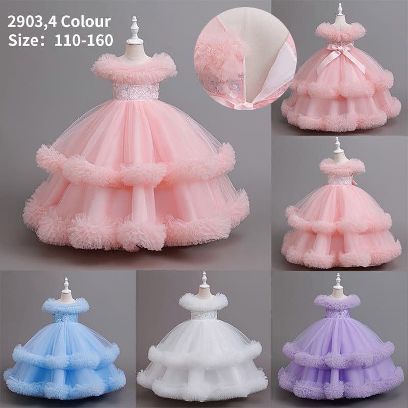 European and American foreign trade new girls princess dress stage performance baby girl birthday fluffy cake dress kids dress