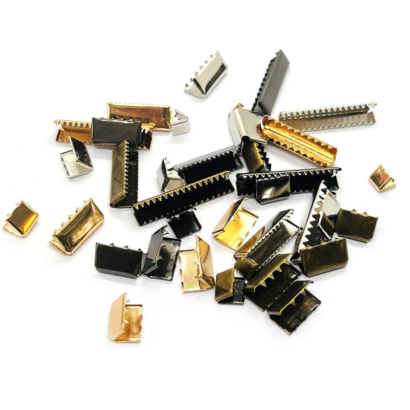 Copper Tail Clip Buckle Woven Strap End Clip Metal Toothed Square Tail Clip Belt Leather Strap Finishing Clip Vest Buckle