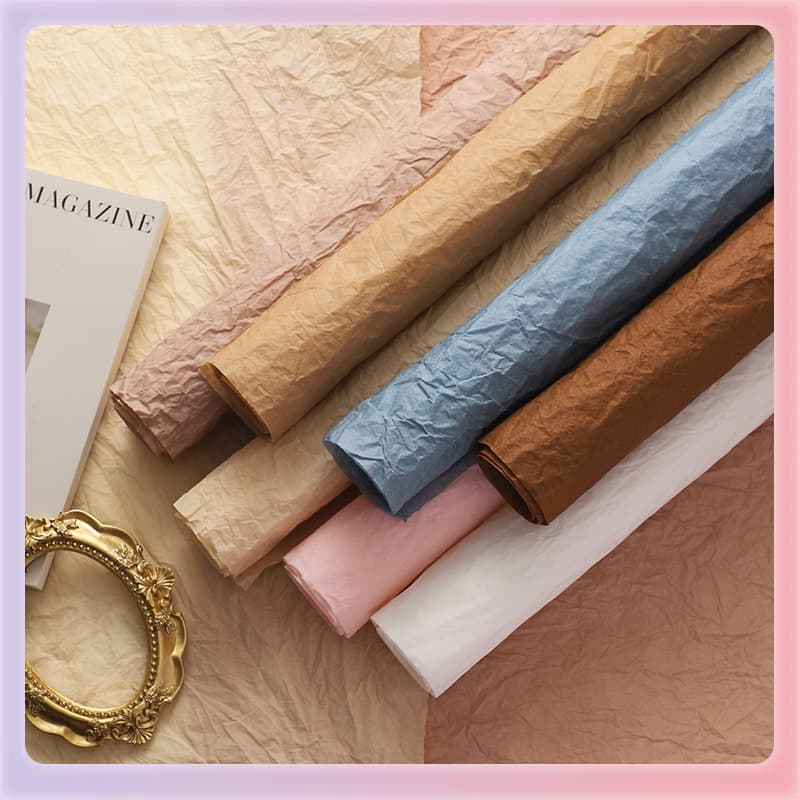Z7GN Xuenai Paper Flower Wrapping Paper Waterproof Crinkled Paper for Bouquet Wrapping Handmade Floral Art Supplies Flower Shop