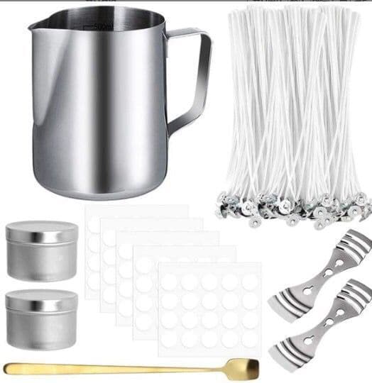 Soy Wax Candle DIY Kit with Measuring Wax Melting Cup, Candle Wick Holder