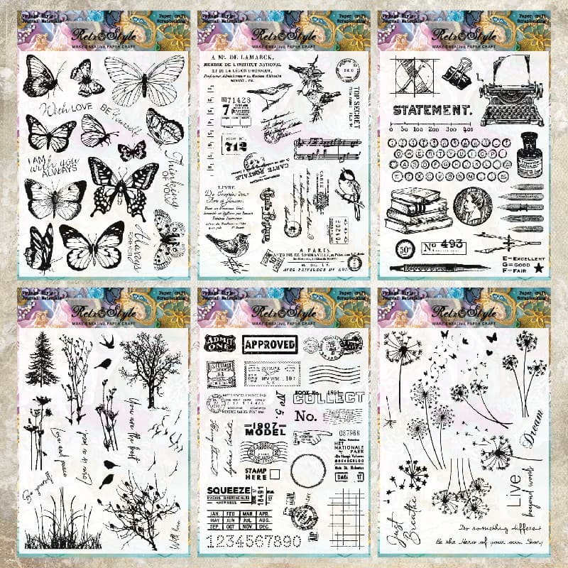Transparent Silicone Stamp Vintage Background Basic Stamp DIY Decorative Scrapbooking Rubber Stamp Rose Receipts Gift