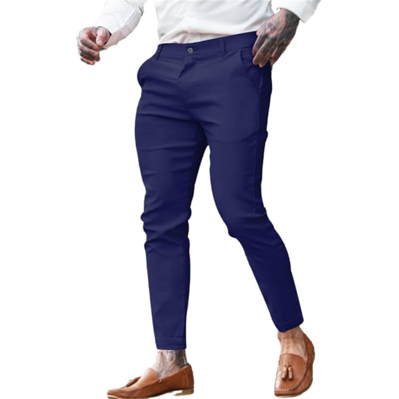 2025 Spring/Summer New Men's Solid Color Dress Pants Business Casual Slim Fit Formal Trousers for Export