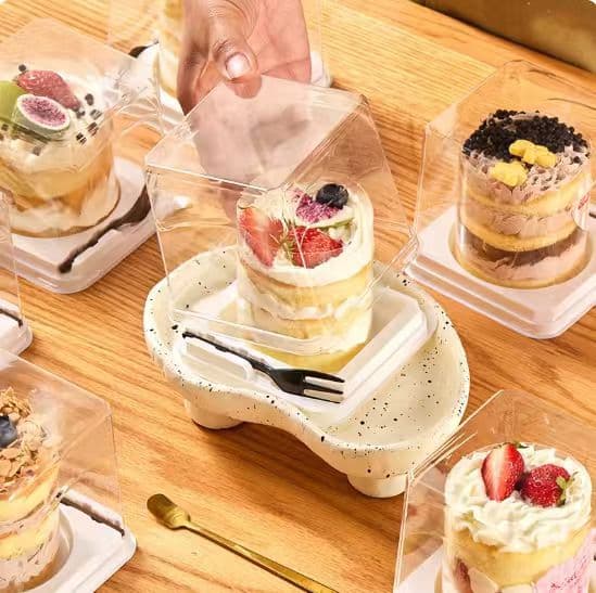 Taro Paste Mango Pomelo Sago Mini Cake Packaging Box Round 2-Inch Mini Cake Mousse Tiramisu Disposable Packaging