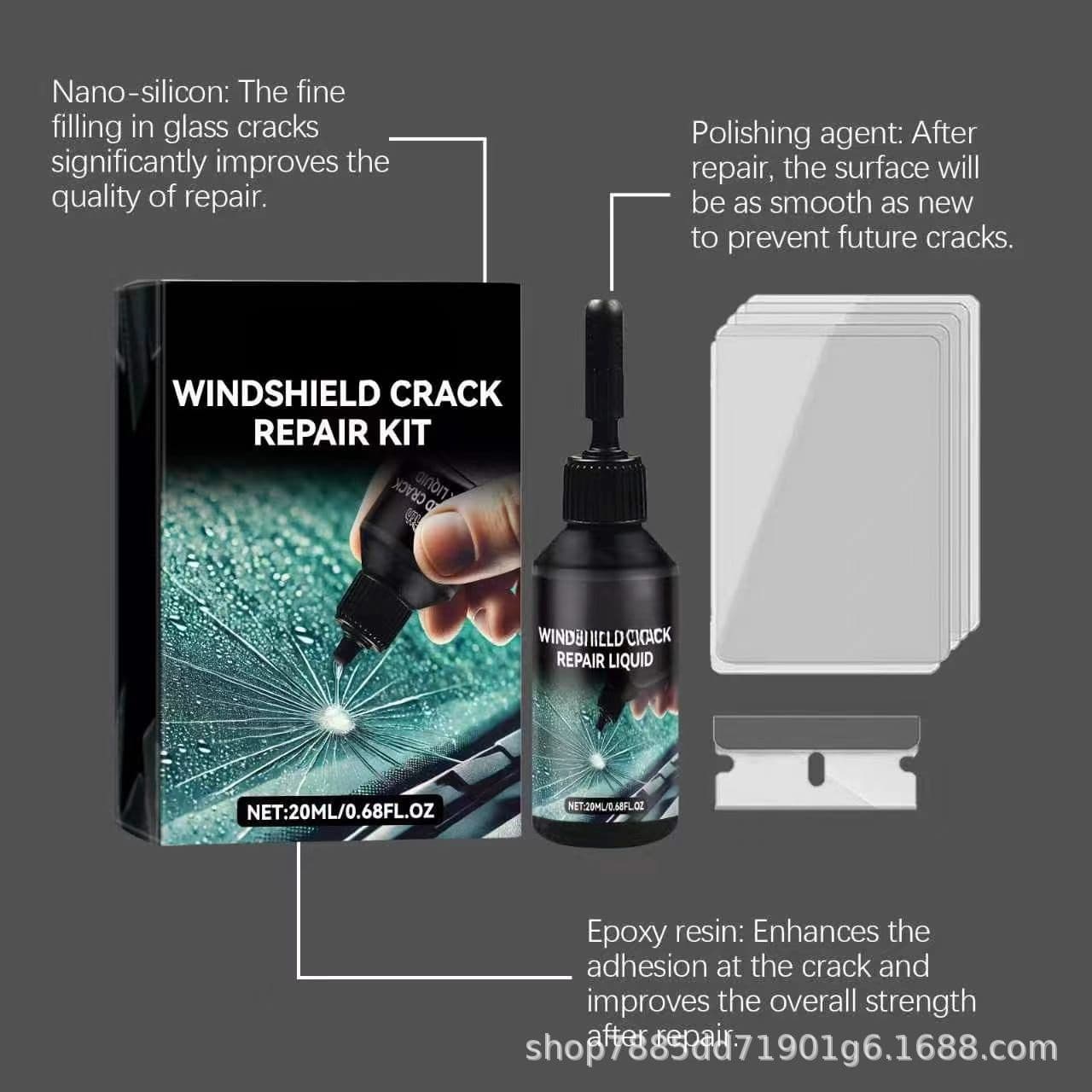 Cross-border Car Glass Repair Liquid Mirror Repair Agent for Front Windshield Cracks, Scratches, and Fissures Glue Restorer