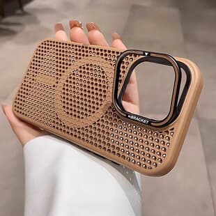 Magnetic Heat Dissipation Lens Mount Phone Case Compatible with iPhone 17 Pro Max Honeycomb iPhone 16 Stand Protective Case