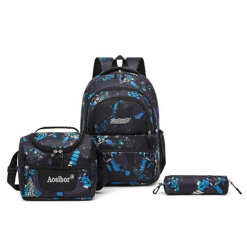 Cross-Border Trade Large Capacity Backpack for Men and Women, Korean Style Double Shoulder Bag Set, Fashion Large Medium High School Campus Student Backpack
