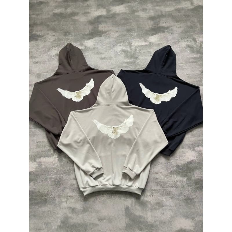 American High-Street Hoodie Men Kanye Peace Dove Streetwear Autumn Oversized Versatile Print New American Hoodie