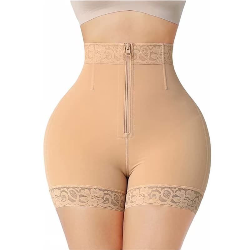 Cross-border European and American Plus Size Waist Trainer Shapewear Tummy Control Mid-Waist Slimming Body Shaper Pants for Women Thin Zipper Butt Lift Pants