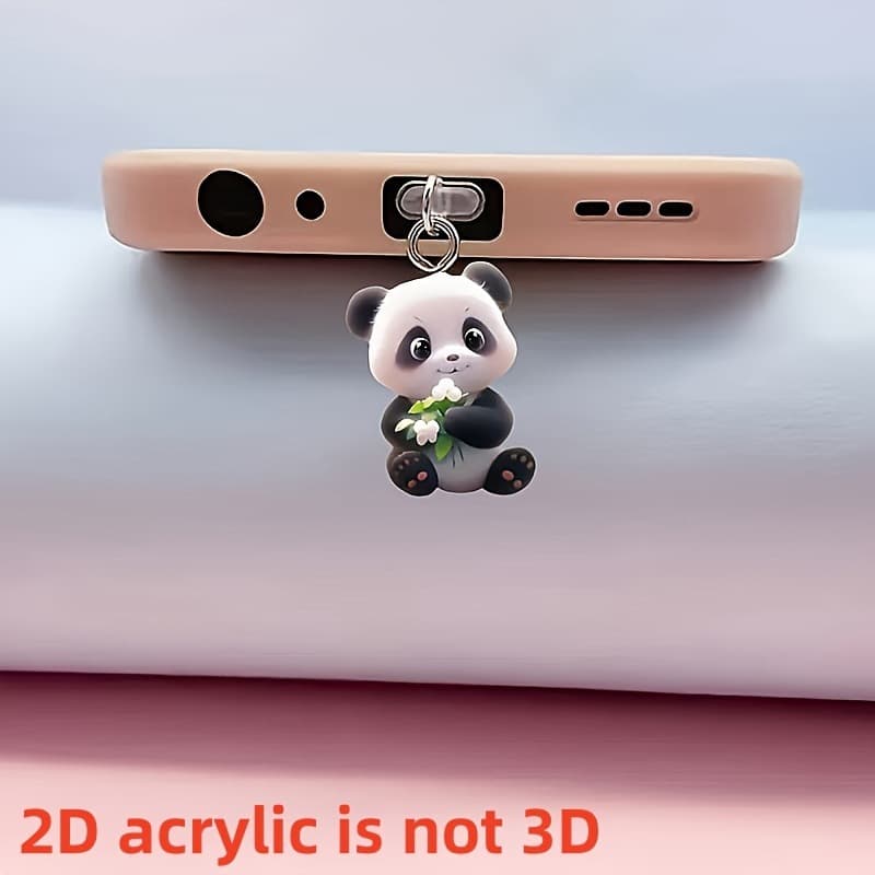 Small Cute Panda Cross-Border Hot-Selling Acrylic Phone Dust Plug Charm Pendant Type-C