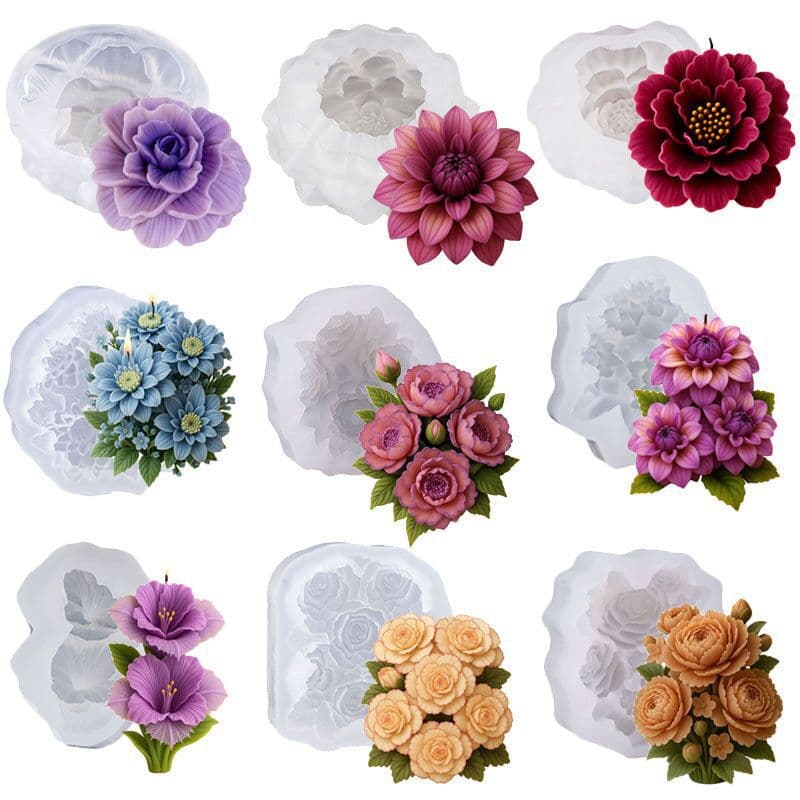 Multiple Styles 3D Peony Flower Silicone Mold, Mousse Cake Mold, Piping Cake Decoration Flower Pudding Mold
