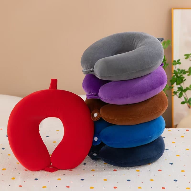 Solid Color Neck Pillow U-Shaped Pillow PP Cotton Driving Travel Neck Pillow Printed Logo Office Lunch Break Pillow U-Shaped Pillow Wholesale