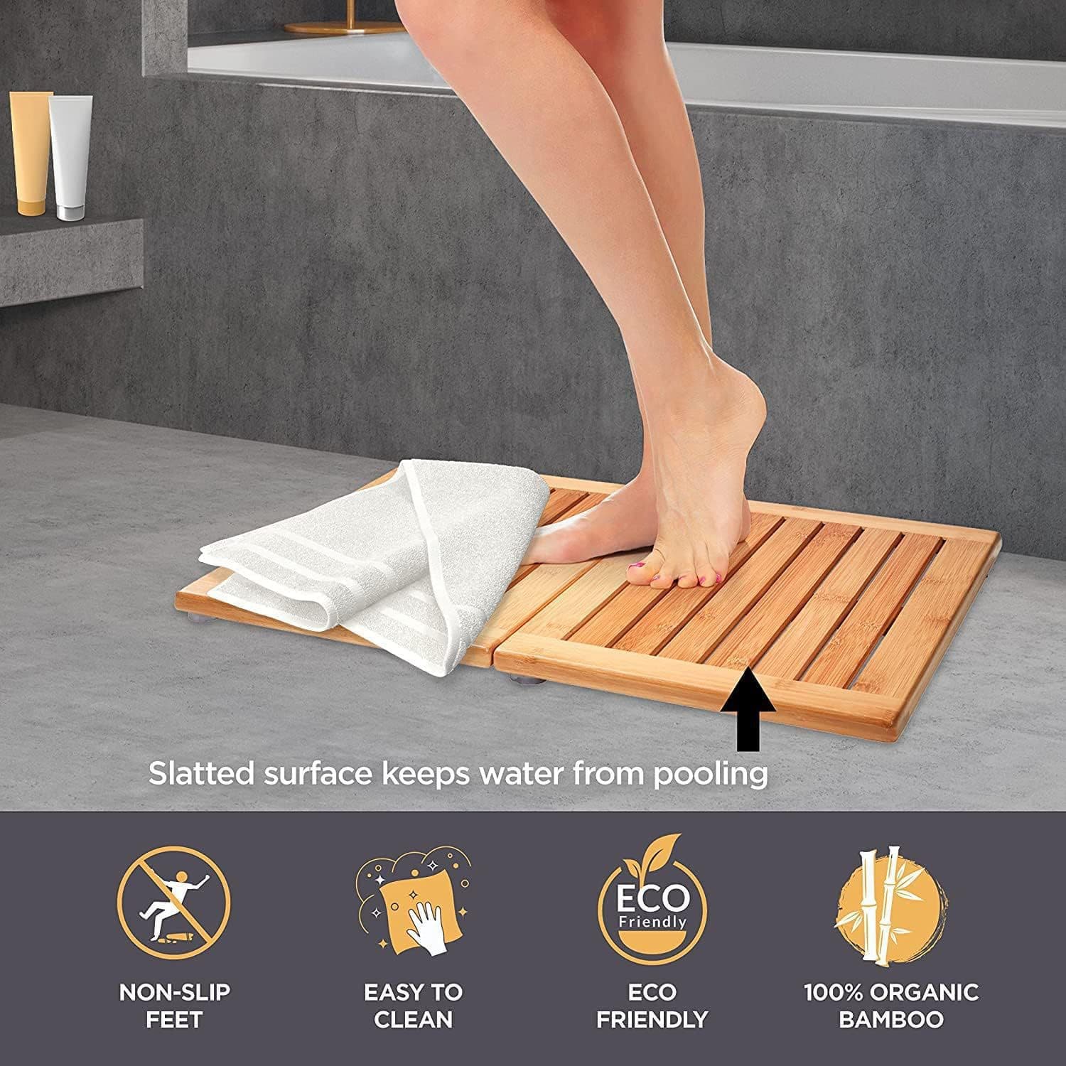 Bamboo Bathroom Non-Slip Mat Foldable Bath Mat Furniture Bath Mat Indoor and Outdoor Use