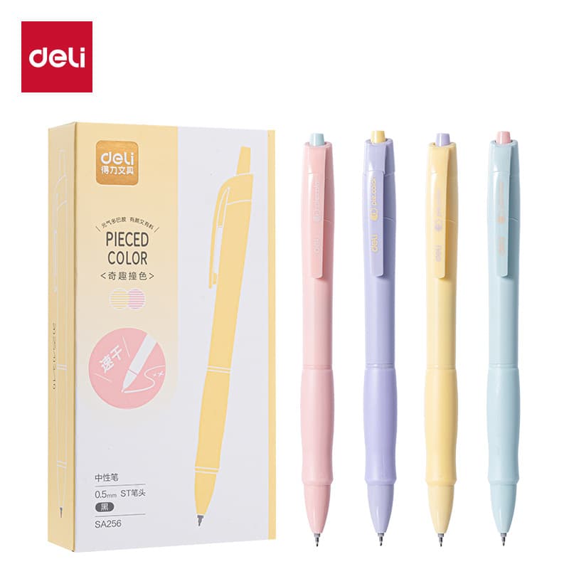 Deli SA256 Push-Type IP Gel Pen 0.5mm ST Tip (Black) (Piece)