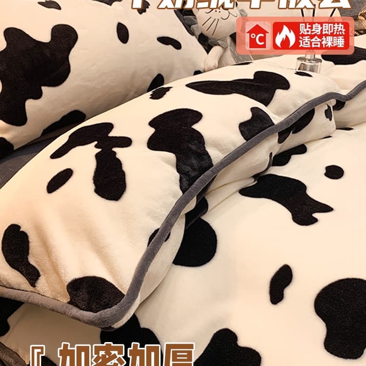 Winter Flannel Double-Sided Milk Fleece Duvet Cover Single Piece, Thickened Coral Fleece Plush Men's Duvet Cover Three-Piece Set