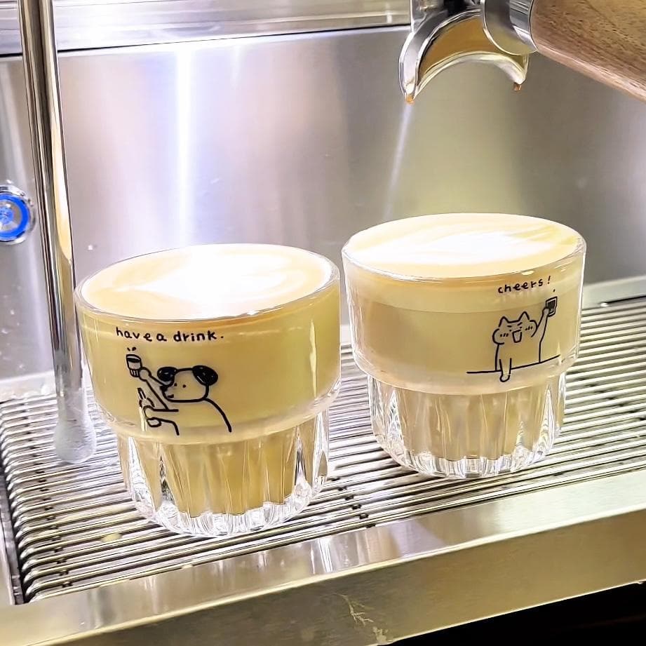 Ins style original cute puppy glass drinking cup milk coffee latte art cup oatmeal cup juice drink cup
