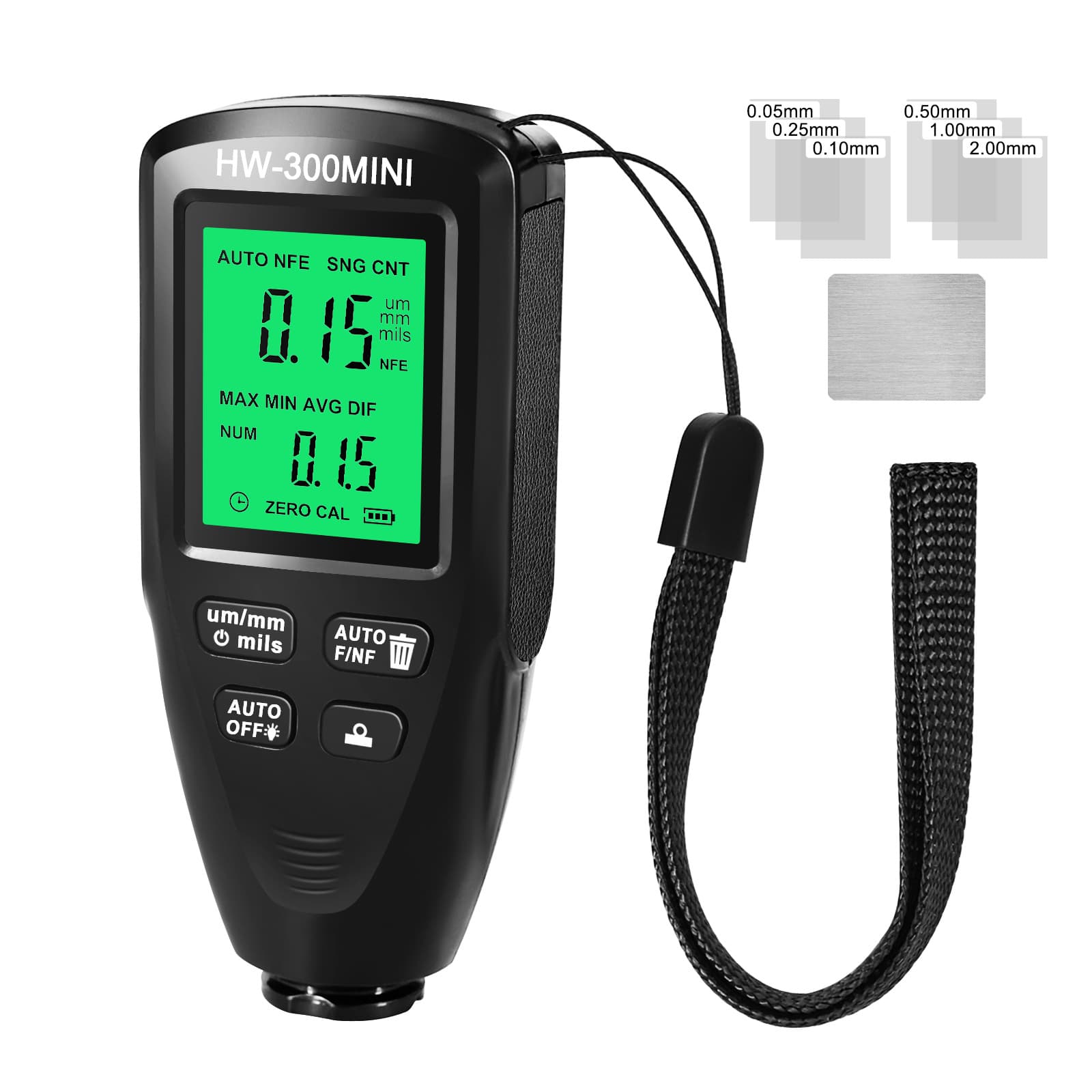 HW-300MINI High Precision Coating Thickness Gauge, Anti-slip Paint Film Gauge, Dry Film Thickness Gauge, Thickness Meter