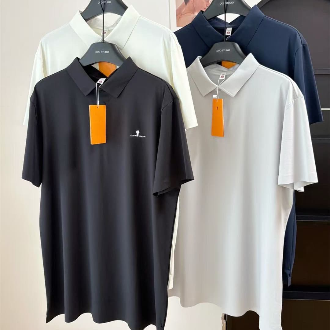 Men's Summer Business Polo Shirt B-brand Letter Print Turn-down Collar Stretch Quick-dry Short Sleeve Drop Shipping
