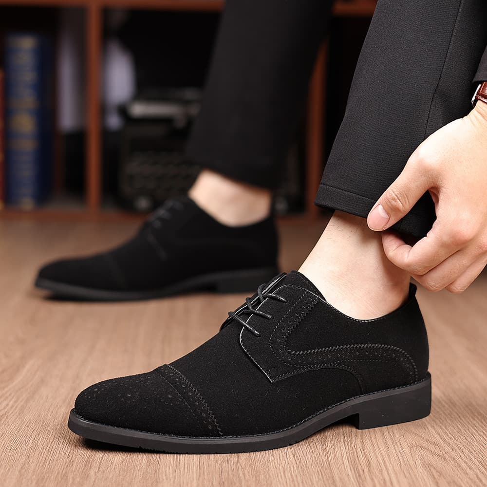 New Fashion Men's Casual Shoes Suede Lace-Up Three-Joint Leather Shoes Cross-Border Large Size Business Shoes
