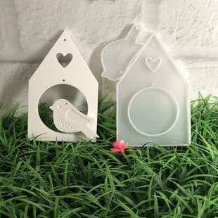 X1471 House and Bird Pendant Desktop Decoration Cement Plaster Mold DIY Silicone Mold