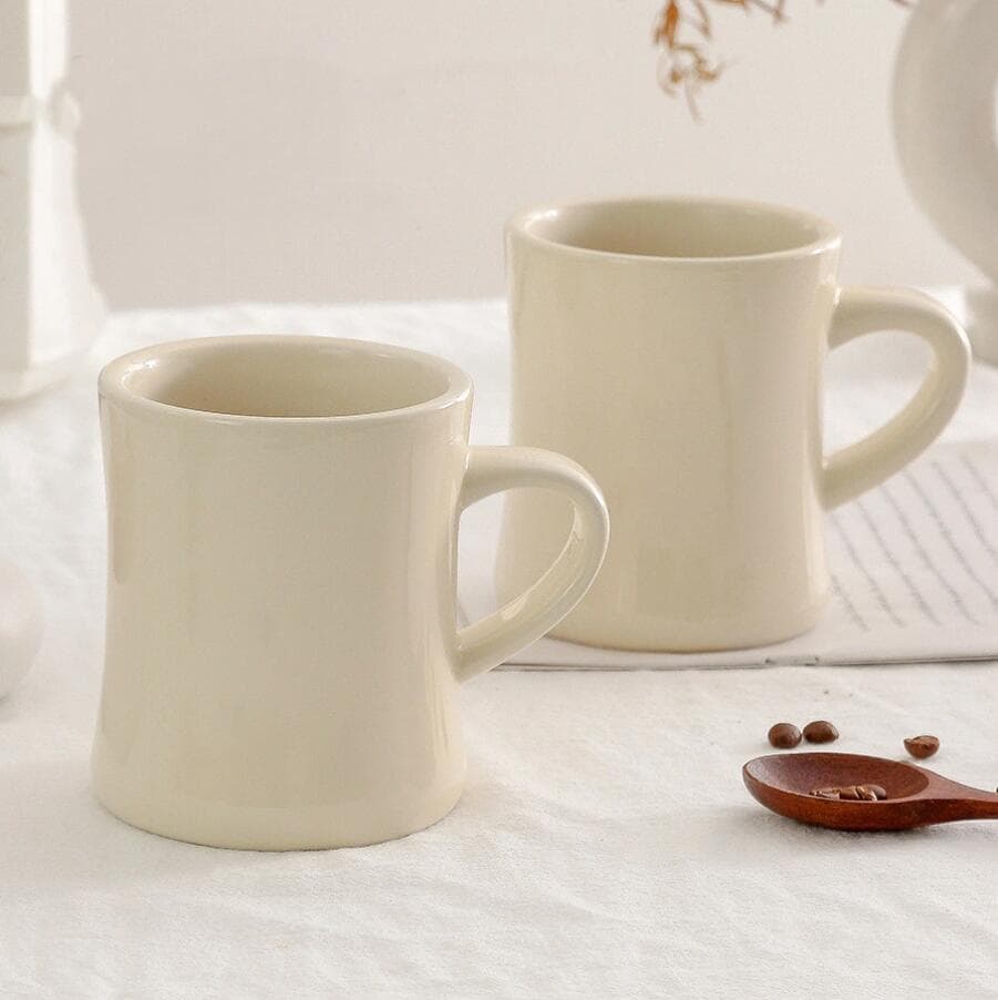 Cartoon Waist-Contoured Mug Ins Cream Color Ceramic Coffee Milk Cup Gift Couple Cup