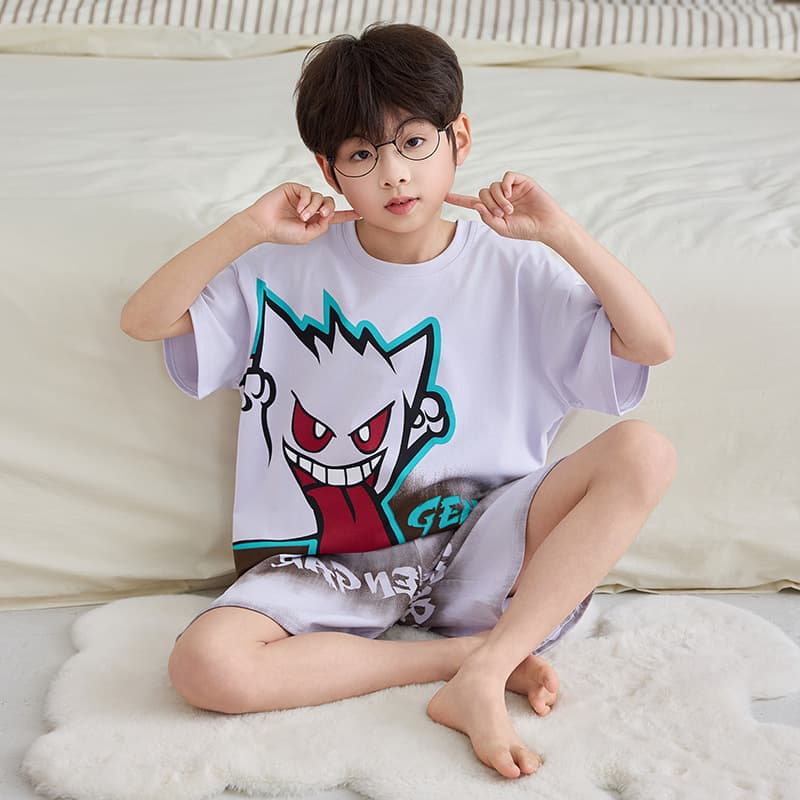 Boys' Short Sleeve Pajamas Summer Modal Sleepwear for Older Kids Ages 12 Teenagers Cool Feeling Home Wear Can Be Worn Outside