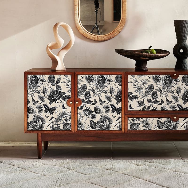 Rose cabinet sticker self-adhesive renovation upgrade wardrobe cover-up opaque thick waterproof old furniture film