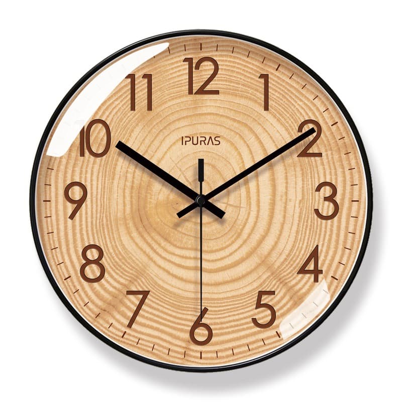 Yipula 6857 Wood Texture Wall Clock Living Room Clock Fashion Art Clock Hanging Clock Silent Sweep Quartz Clock