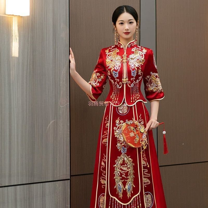Huachuxi Premium Xiuhe Suit Chinese Wedding Bride Dress 2025 New Style Wedding Toast Dress Heavy Craftsmanship Bridal Outfit