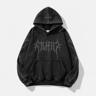 EU US Cross-Border Essent Personality Street Simple Graphic Print Hoodie Unisex Loose Fit Zip Hoodie Sweatshirt