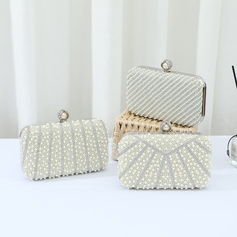 Elegant Simple Pearl Women's Clutch Bag Fashionable Evening Dinner Bag Diana Bag European And American Style PU Material Dumpling Shape