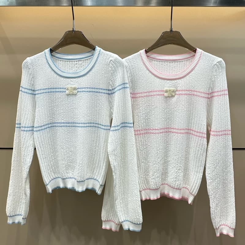25 Early Autumn New Small Luxury Style Fashion Versatile 3D Triumphal Arch Logo Round Neck Pullover Sweater Women