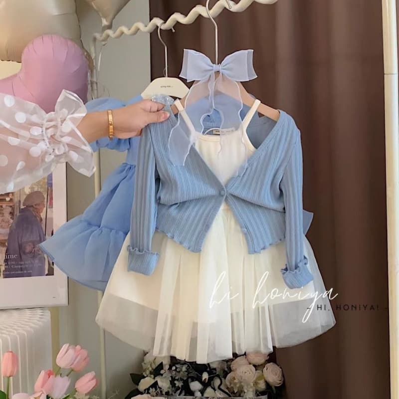 Girls Suits Summer 2025 Summer New Children's Thin Cardigan Suspender Dress Two-piece Set Girls Summer Outfits