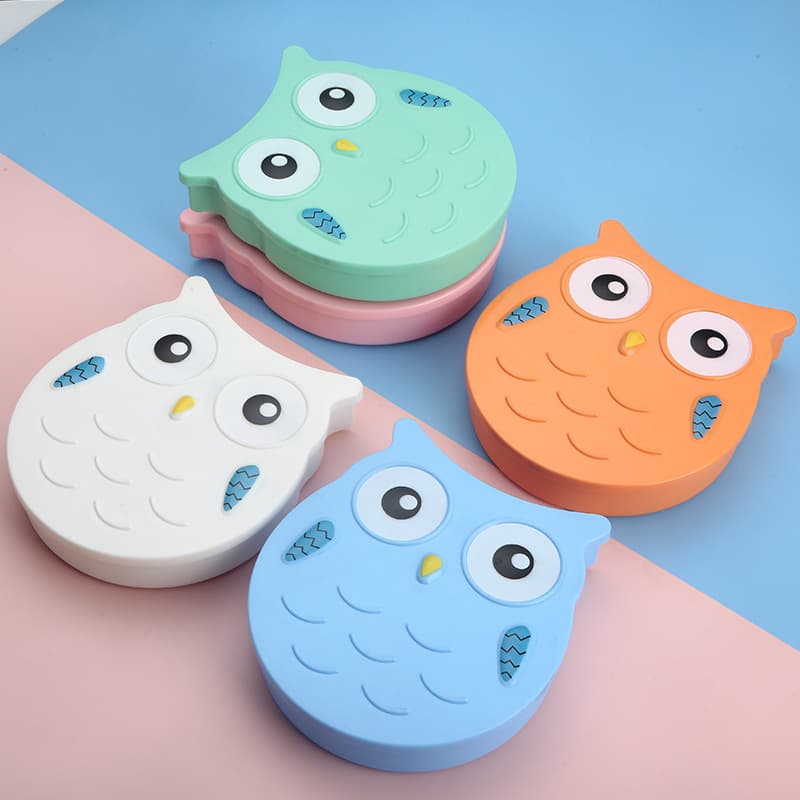 Owl cartoon lunch box home children's meal plate kindergarten compartment 304 knife, fork and spoon feeding
