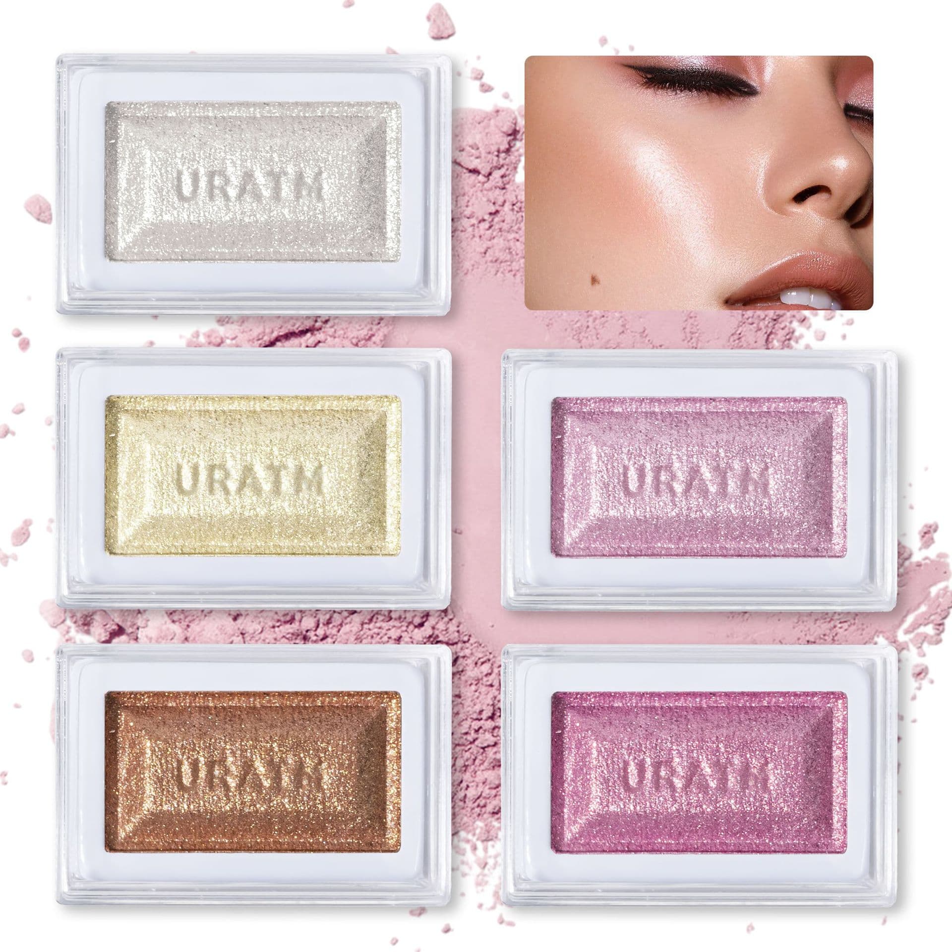 Natural Highlighting Single Color Blush Powder Pearlescent 3D Compact New Makeup European And American Brand URATM