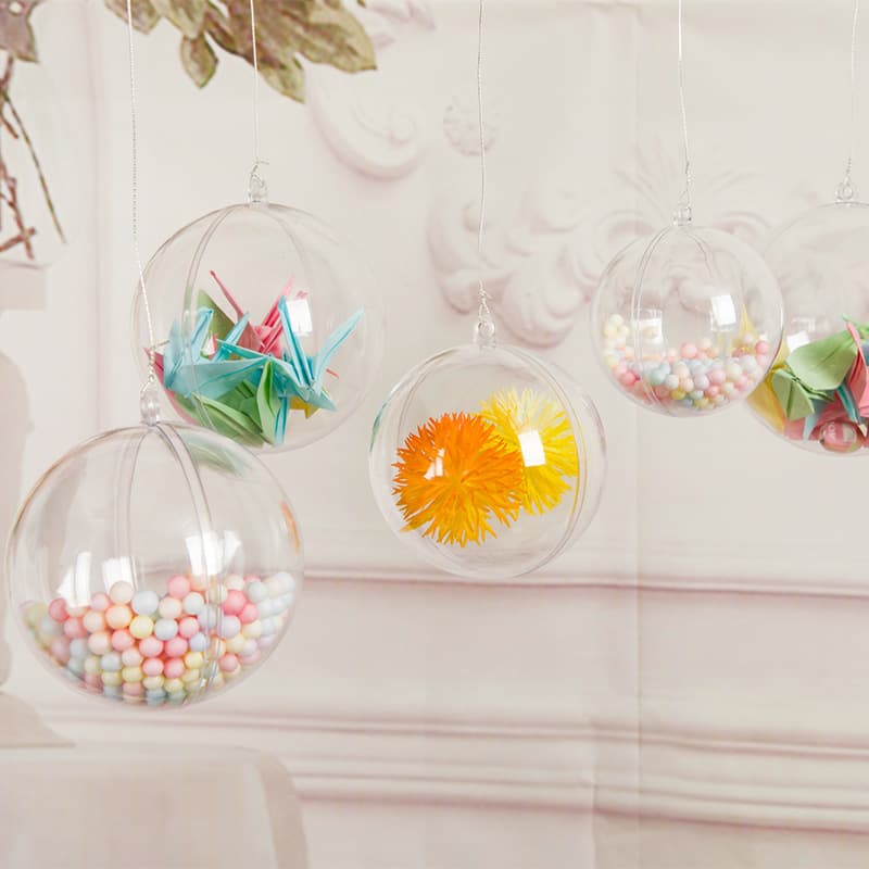 Wholesale Transparent Plastic/Acrylic 5-12CM Christmas PS Hollow Balls, Holiday Hanging Ornaments