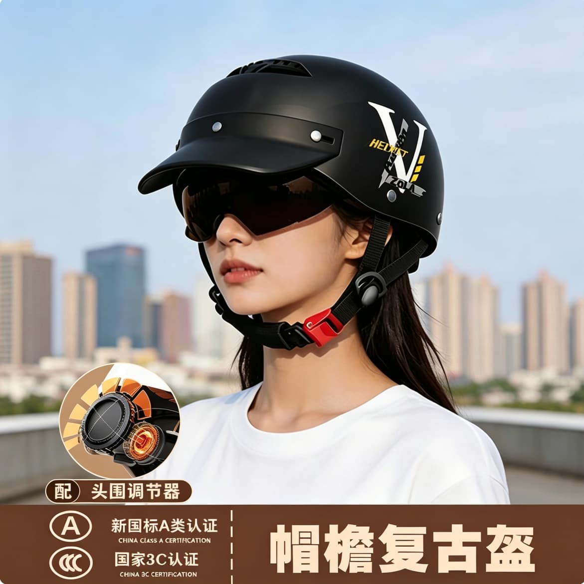 New National Standard 3C Certified Electric Bike Helmet Unisex Retro Half Helmet for Scooter Motorcycle Summer Sun Protection Safety Helmet