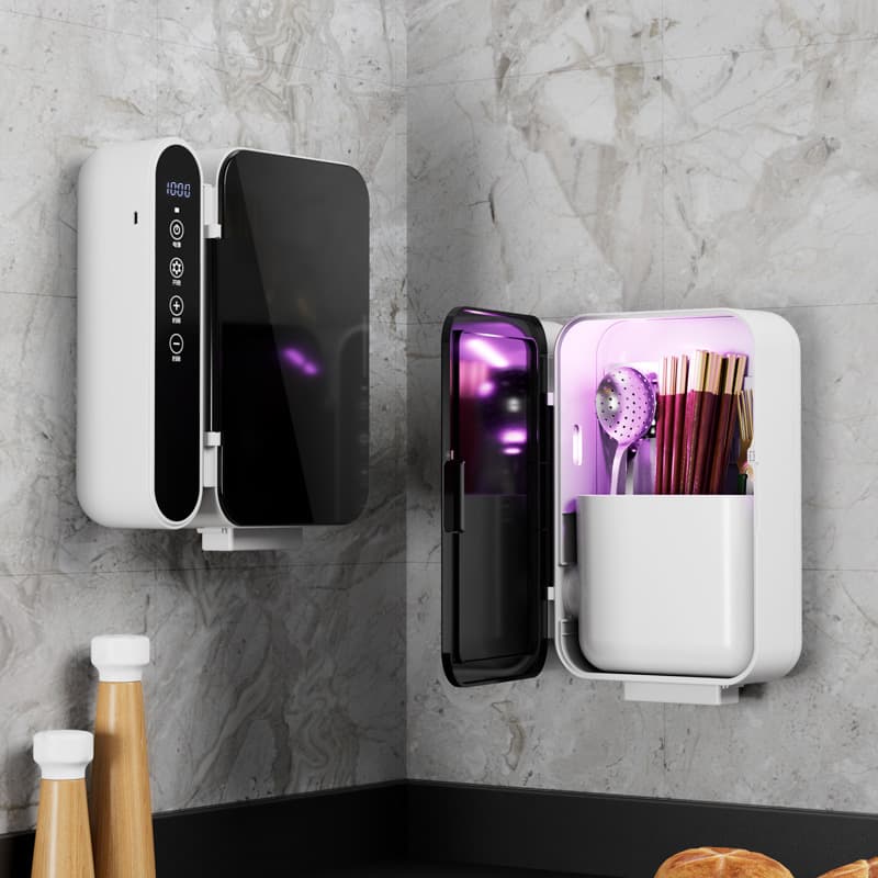 Wall-mounted household sterilizer, no-drill storage box, automatic smart disinfection chopsticks cylinder and holder